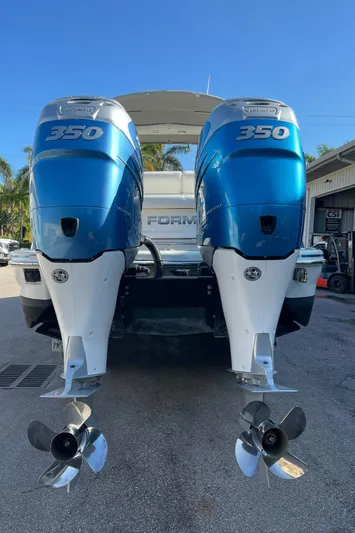  Yacht Photos Pics 2020 Formula 310 Bowrider with twin 350 horsepower outboard engines, rear view.