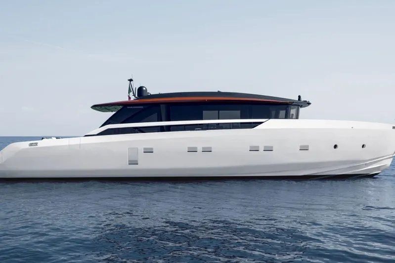  Yacht Photos Pics 2026 Sanlorenzo SP92 yacht on calm sea, sleek modern design.