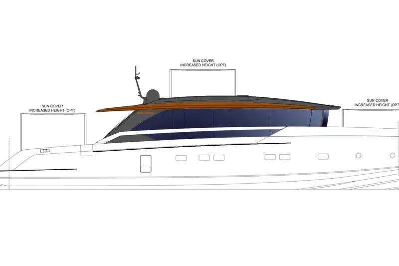  Yacht Photos Pics 2026 Sanlorenzo SP92 yacht design with optional increased height sun cover.