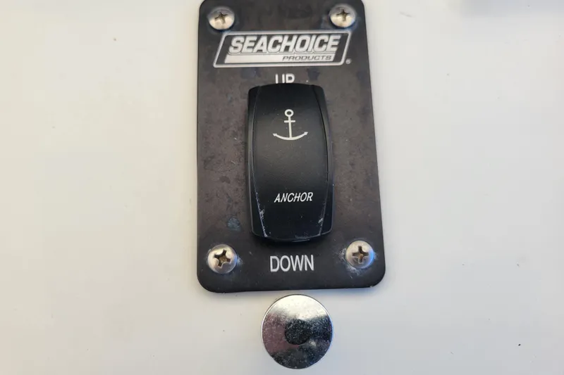 Bout Time Yacht Photos Pics Seachoice anchor switch on 1979 Bertram 38 Convertible boat control panel.