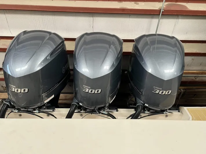  Yacht Photos Pics Three Yamaha 300 outboard engines on a 2018 Grady-White Canyon 336 boat.