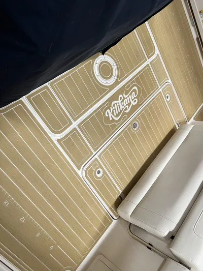  Yacht Photos Pics 2018 Grady-White Canyon 336 boat deck with custom "Kill Bag" design and cushioned seating.