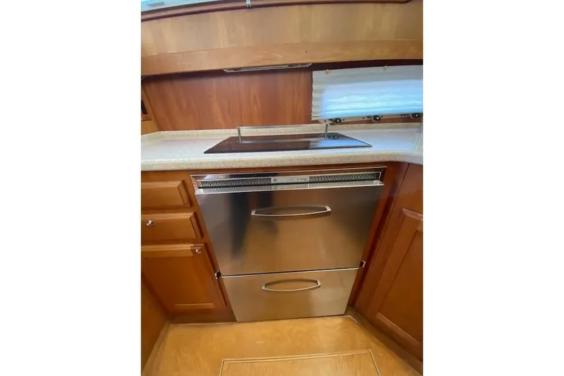  Yacht Photos Pics Stainless steel kitchen appliances in 2010 Sabre 38 Express yacht interior.