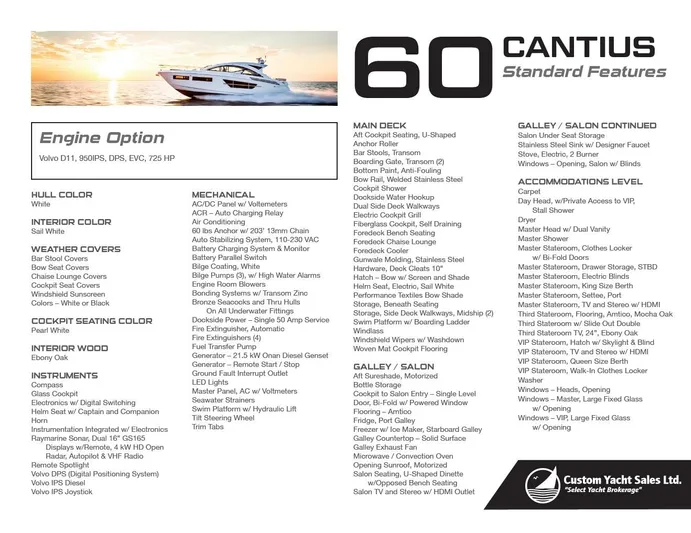  Yacht Photos Pics Manufacturer Standard Features