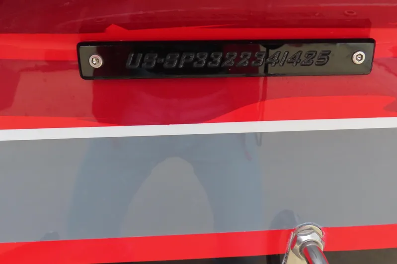  Yacht Photos Pics 2025 Sunsation 32 CCX boat hull with identification number plate.