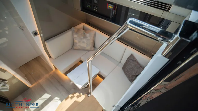  Yacht Photos Pics Luxurious interior of 2024 Dutch American Iconic DA 50 yacht with modern seating area.