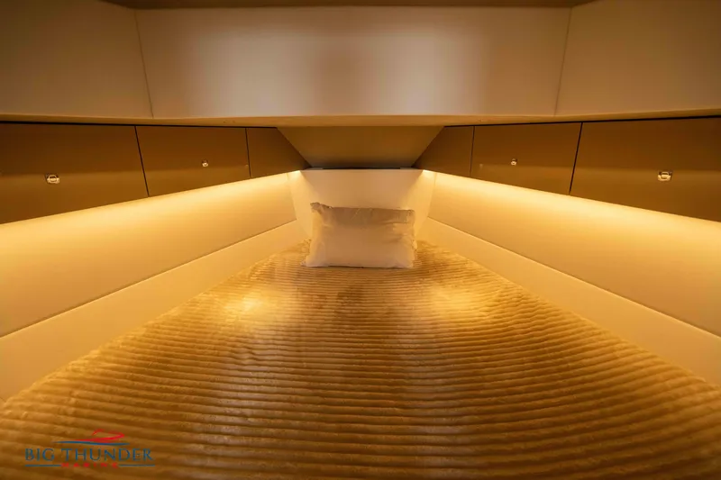  Yacht Photos Pics Luxurious interior cabin of 2024 Dutch American Iconic DA 50 with ambient lighting.