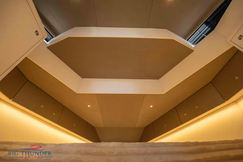  Yacht Photos Pics Luxurious interior of 2024 Dutch American Iconic DA 50 yacht with modern lighting.