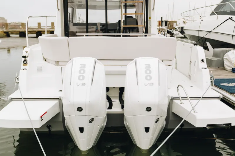  Yacht Photos Pics 2026 Beneteau Antares 11 Fly with twin 300 V8 engines at dock.