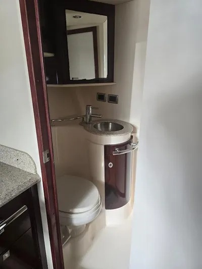  Yacht Photos Pics Luxurious bathroom in 2008 Sea Ray 40 Sundancer yacht with modern fixtures.