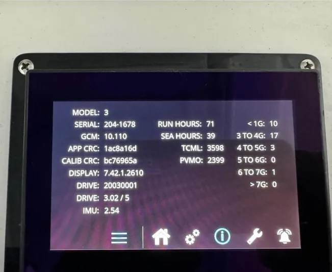  Yacht Photos Pics Display screen showing technical data and statistics for a 2016 Yellowfin 39 boat.
