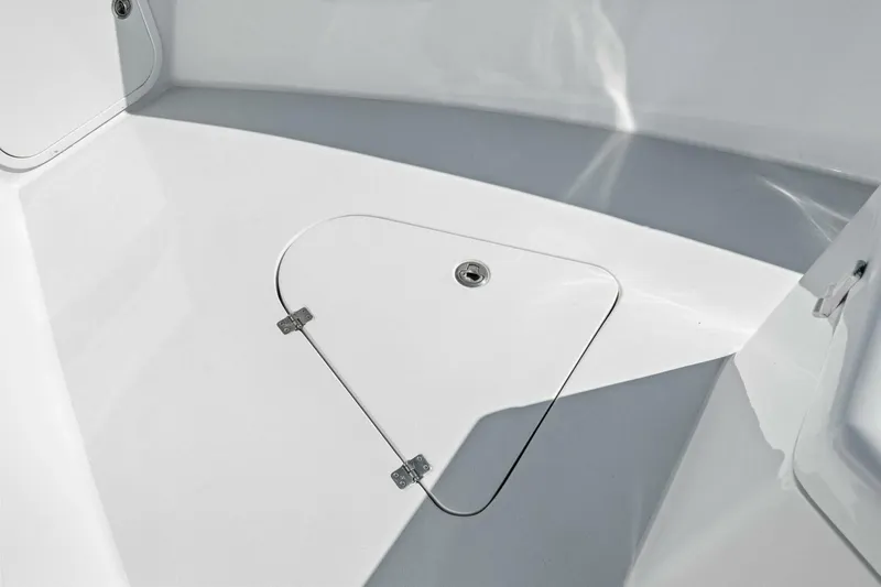 Midnight Rider Yacht Photos Pics 2017 Yellowfin 42 Offshore boat deck with storage hatch.