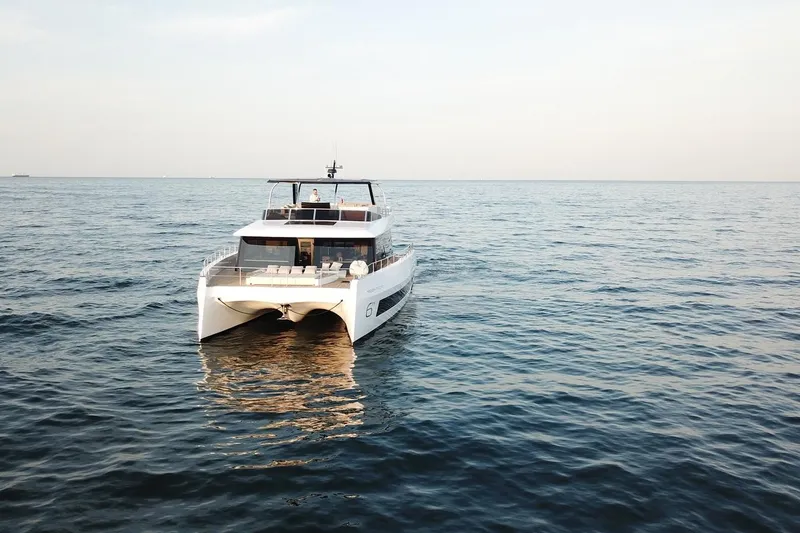  Yacht Photos Pics Luxury Moon Yachts 6ty 2026 model cruising on open sea.