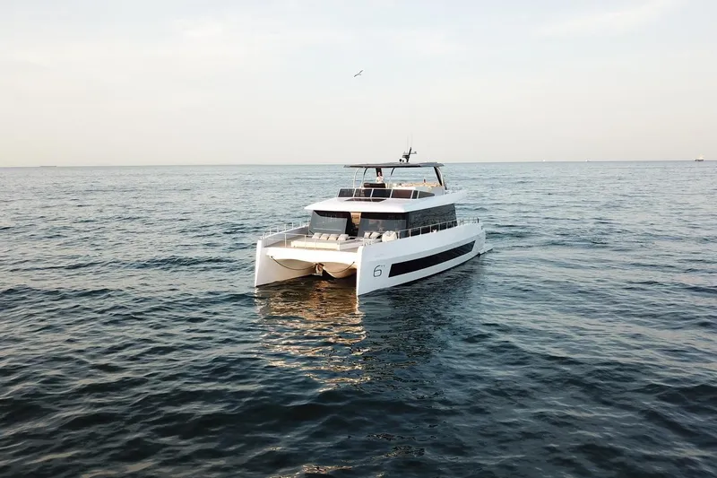  Yacht Photos Pics Luxury Moon Yachts 6ty 2026 model cruising on open sea.