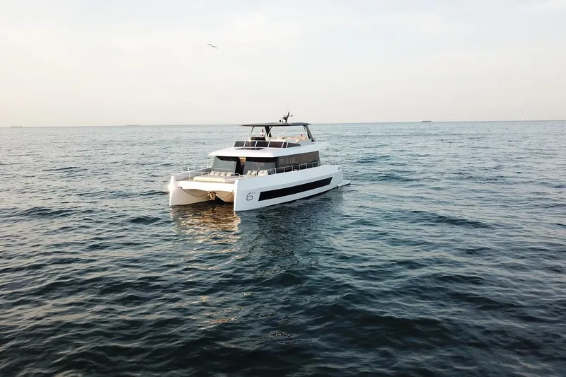  Yacht Photos Pics Luxury Moon Yachts 6ty 2026 model cruising on open sea.
