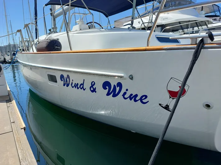 Wind & Wine Yacht Photos Pics Beneteau Oceanis 42CC 2002 sailboat named "Wind & Wine" docked at marina.