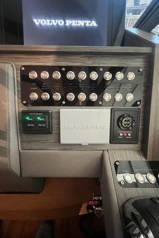  Yacht Photos Pics Control panel of 2020 Tiara Yachts 53 Coupe with Volvo Penta display.
