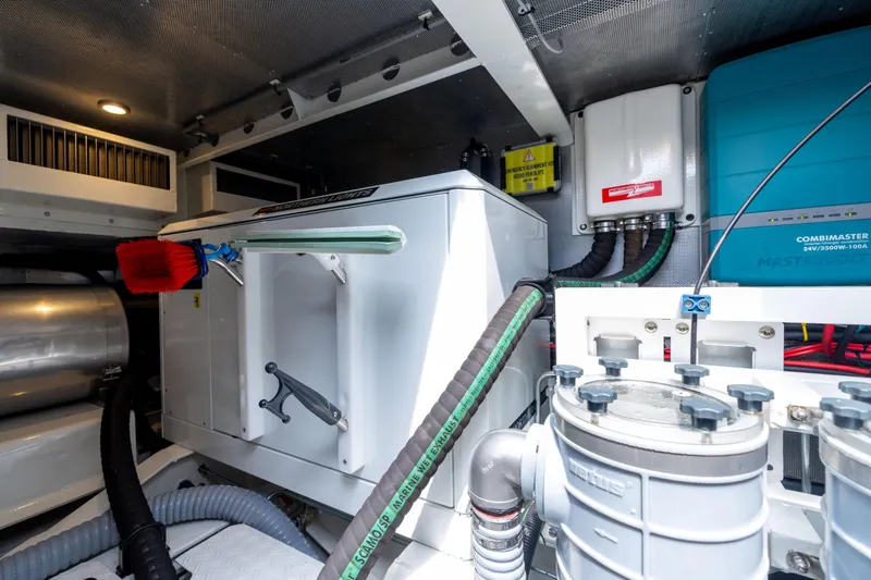 Grit Yacht Photos Pics Engine room of 2025 Steeler Bronson 67 Beachclub yacht, featuring advanced equipment and systems.