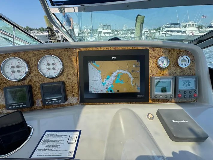  Yacht Photos Pics Dashboard of a 2008 Formula 40 PC boat with navigation and control instruments.
