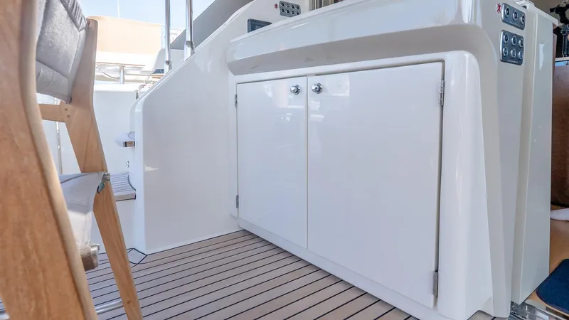 Available Now Yacht Photos Pics 2024 Absolute 68 NAVETTA yacht interior with sleek cabinetry and modern design.