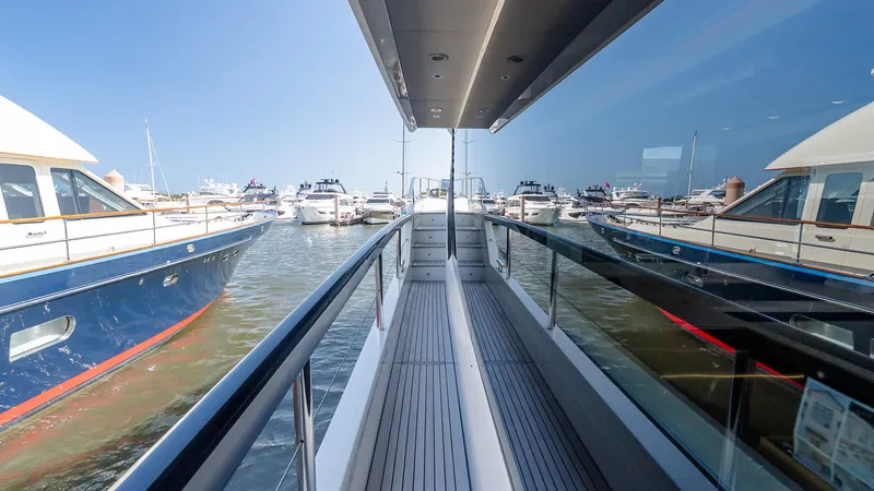 Available Now Yacht Photos Pics 2024 Absolute 68 NAVETTA yacht docked, showcasing sleek design and luxurious features.