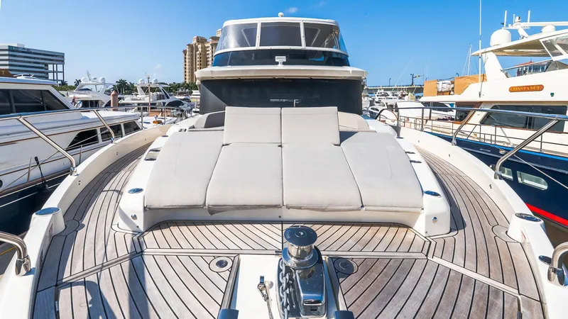 Available Now Yacht Photos Pics 2024 Absolute 68 NAVETTA yacht with spacious deck and luxurious sunbathing area.