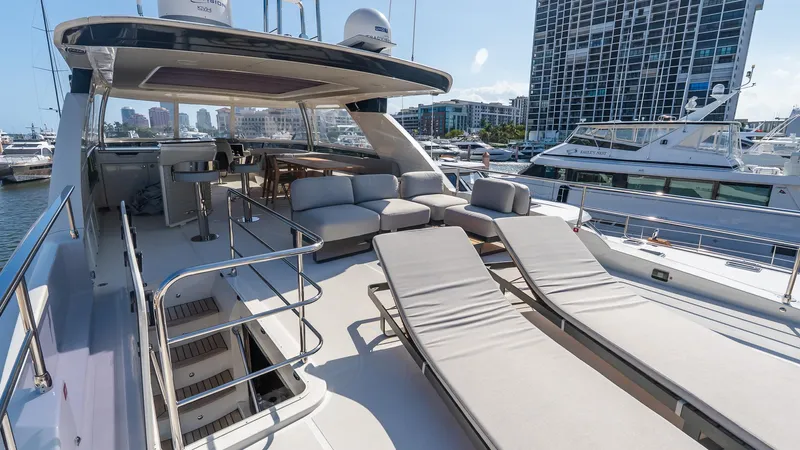 Available Now Yacht Photos Pics Luxurious 2024 Absolute 68 NAVETTA yacht with spacious sun deck and modern amenities.