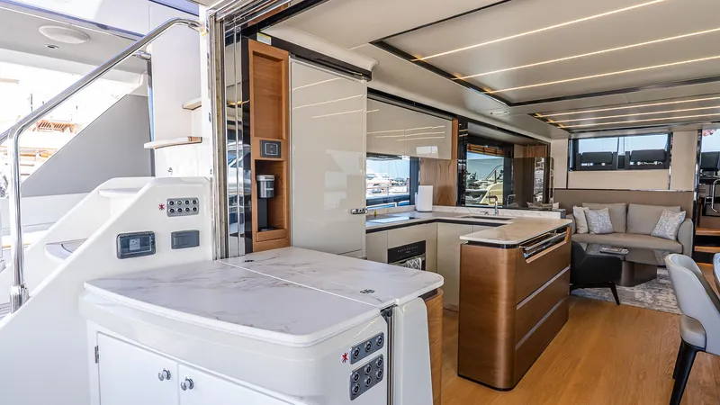 Available Now Yacht Photos Pics Luxurious interior of 2024 Absolute 68 NAVETTA yacht with modern design and spacious layout.