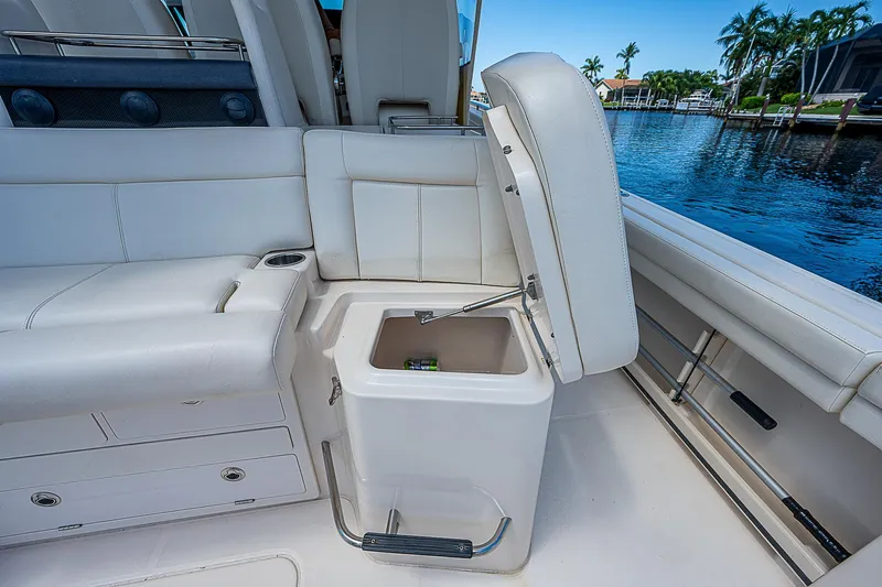  Yacht Photos Pics 2019 Grady-White Canyon 456 boat interior with open storage compartment.
