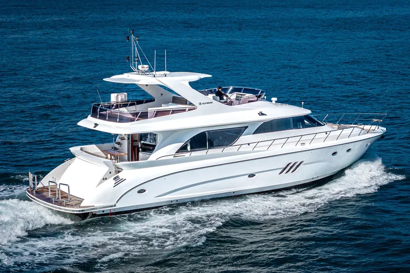  Yacht Photos Pics 2023 Massimo Marine 72' Flybridge Motor Yacht cruising on open water.