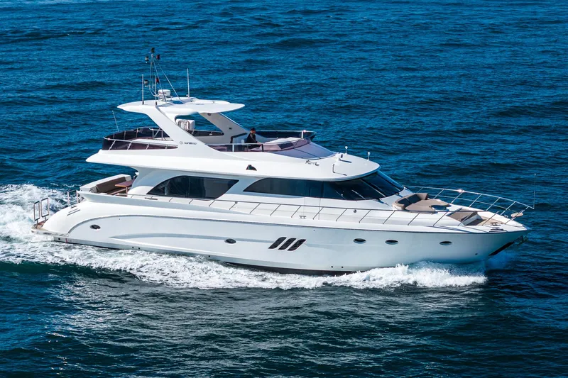  Yacht Photos Pics 2023 Massimo Marine 72' Flybridge Motor Yacht cruising on open water.