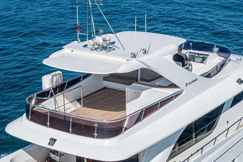  Yacht Photos Pics 2023 Massimo Marine 72' Flybridge Motor Yacht on open sea.