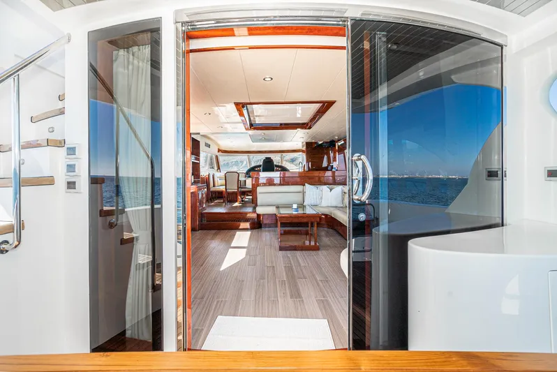  Yacht Photos Pics Luxurious interior of 2023 Massimo Marine 72' Flybridge Motor Yacht with ocean view.
