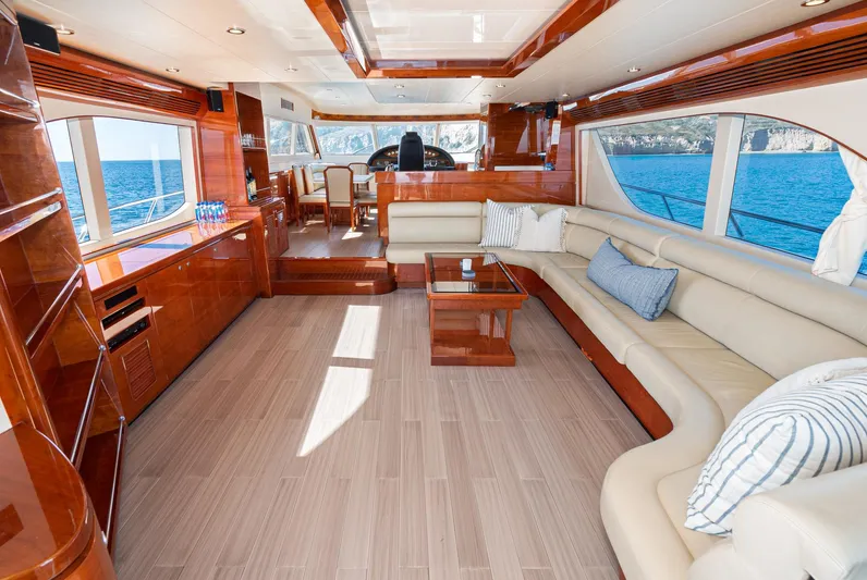  Yacht Photos Pics Luxurious interior of 2023 Massimo Marine 72' Flybridge Motor Yacht with elegant seating and ocean view.