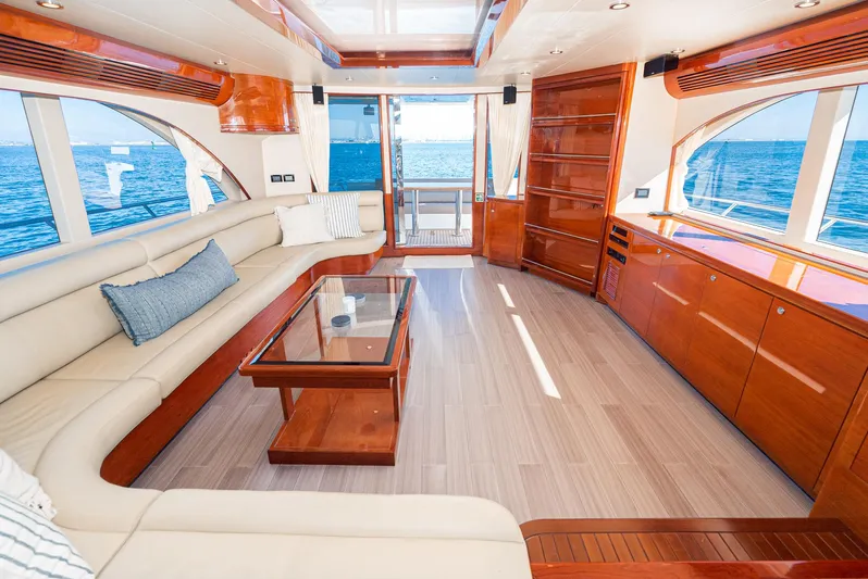  Yacht Photos Pics Luxurious interior of 2023 Massimo Marine 72' Flybridge Motor Yacht with ocean view.