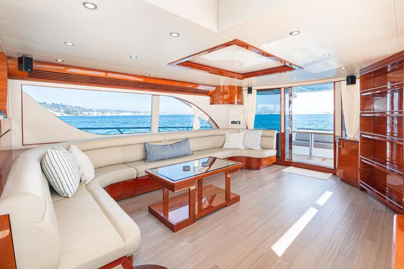  Yacht Photos Pics Luxurious interior of 2023 Massimo Marine 72' Flybridge Motor Yacht with elegant seating and ocean view.