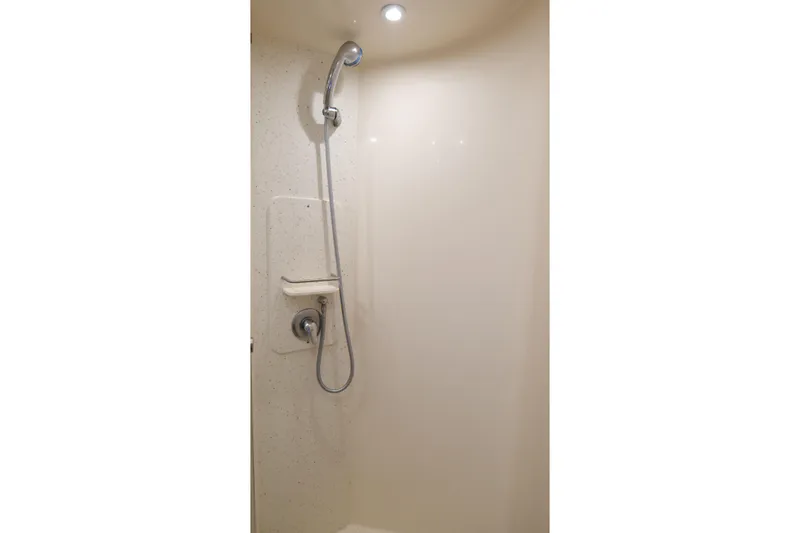 Chico Malo Yacht Photos Pics Shower area in 2008 Tiara Yachts 4300 Sovran, featuring sleek design and modern fixtures.