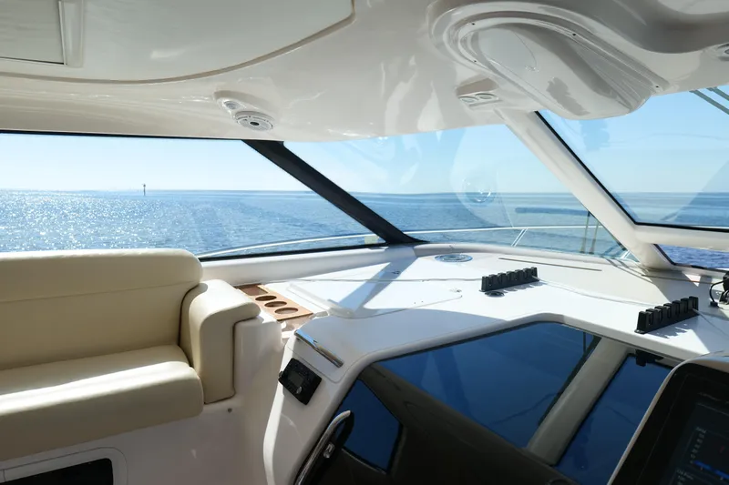 Chico Malo Yacht Photos Pics Interior view of 2008 Tiara Yachts 4300 Sovran with ocean backdrop.