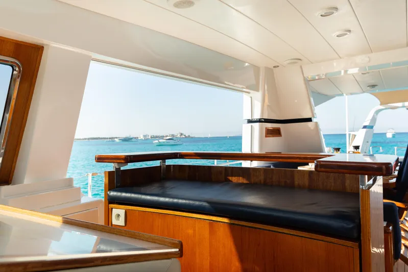 Unplugged Yacht Photos Pics Luxurious interior of 1993 Valdettaro 112 yacht with ocean view.