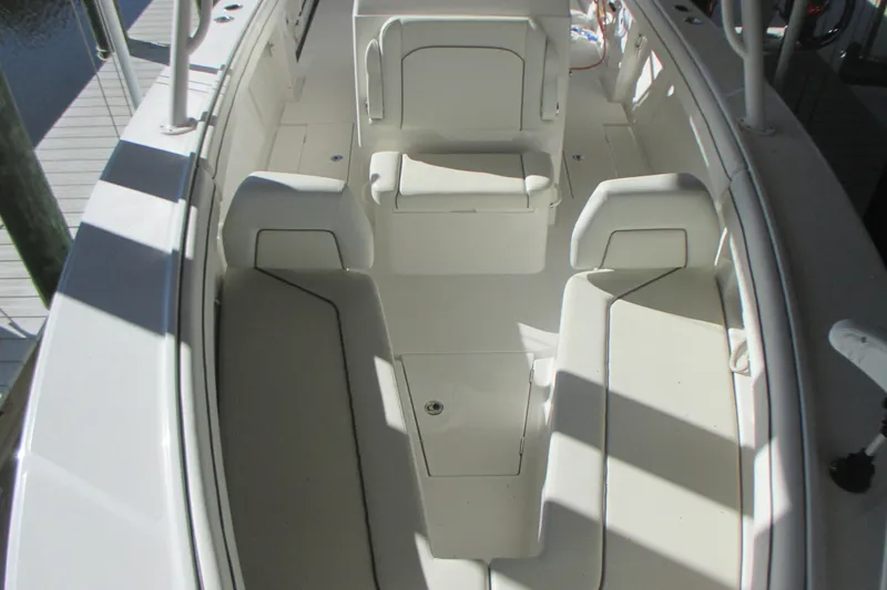  Yacht Photos Pics 2012 Jupiter 30 FS boat interior with white seating and deck.