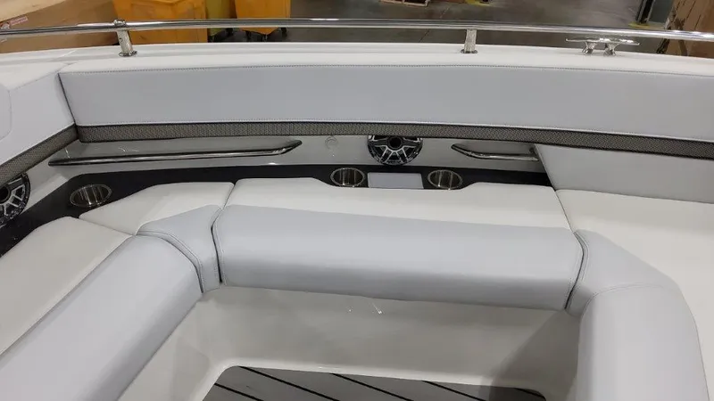  Yacht Photos Pics 2023 Formula 380 Super Sport Crossover OB interior seating area with sleek design and modern amenities.