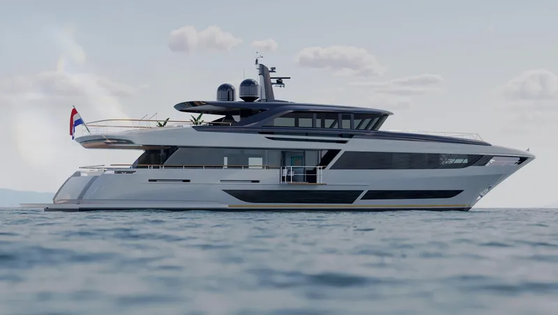 The Vessel Yacht Photos Pics 2026 Van der Valk Motor Yacht on open water, sleek design, luxury vessel.