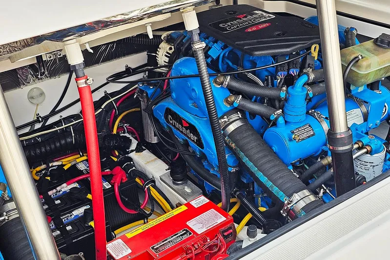 Fidgit Yacht Photos Pics Engine compartment of 2006 Tiara Yachts 2900 Open Classic, featuring Crusader engine components.