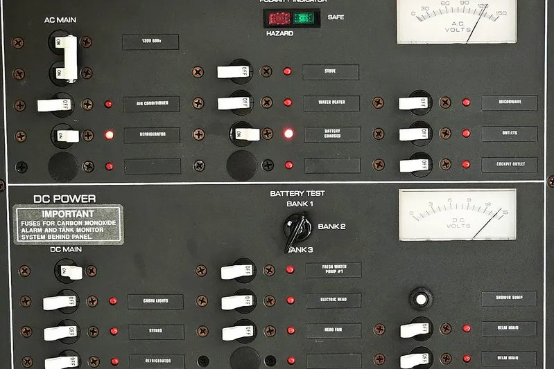 Fidgit Yacht Photos Pics Electrical control panel of a 2006 Tiara Yachts 2900 Open Classic boat.