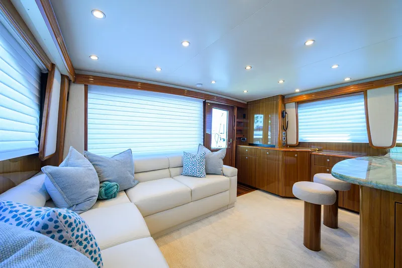 Day Sea Yacht Photos Pics 2008 Viking 54 Convertible - Salon Seating and Galley.