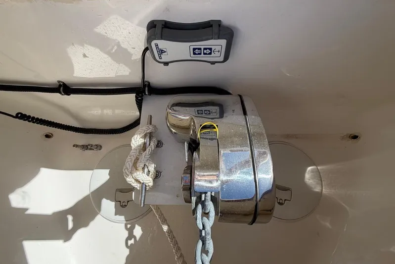  Yacht Photos Pics 2023 Fountain 34 Center Console boat anchor winch system with control panel.