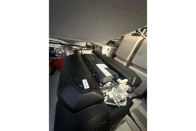  Yacht Photos Pics Engine room of 2024 Azimut Atlantis 51 yacht, showcasing advanced machinery.