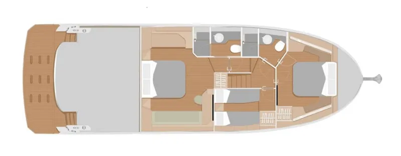  Yacht Photos Pics Floor plan of a 2025 Sirena 48 yacht, showcasing interior layout and design.
