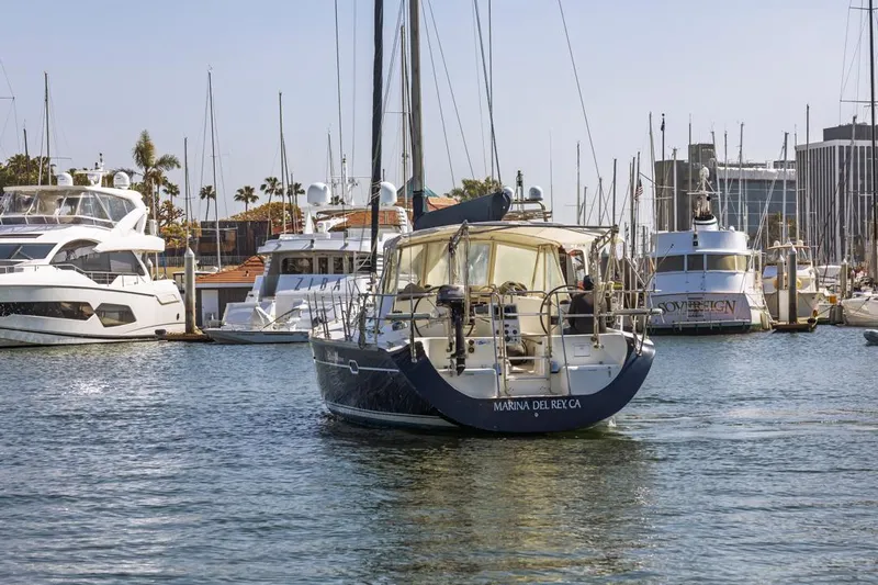 Blue Moon Yacht Photos Pics Catalina 400 MkII 2004 sailboat in Marina del Rey harbor, surrounded by yachts.
