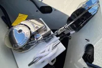 Anchor winch system on 2020 Cobalt R7 Surf boat, featuring polished metal components.
